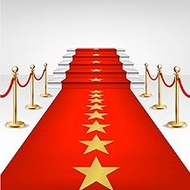 Timgle Disposable Red Plastic Carpet Runner for Party Movie Night Red Carpet with Golden Star Runner