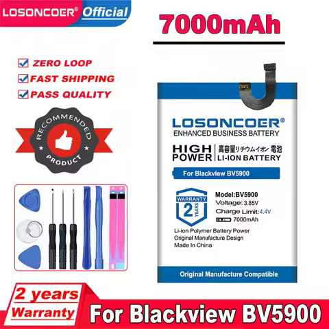 LOSONCOER Top Brand 100% New 7000mAh For Blackview BV5900 Battery For Blackview BV5900 Smart Phone i