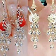 Red Peacock Earrings Diamond-studded Phoenix Earrings Earrings Long Style Crystal Tassel Earrings