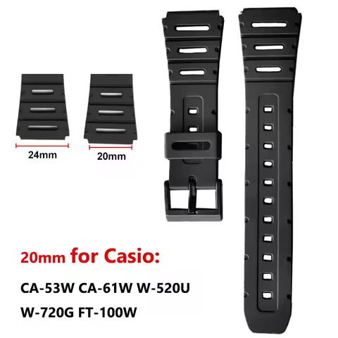 20mm Silicone Watch Strap for Casio W-720 W-722 W-741 WL-100 CA-53 CA-61 for Calculator Watch Wristb