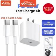 PD 20W Fast Charger TYPE-C Smart Power Adapter With USB-C Cable Cord For iPH Phone 15 16 17 Samsung