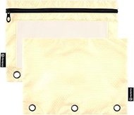 RPLIFE Peach 3 Hole Punch Pockets Zipper Pencil Pouches Clear Window, Soft Touch Pencil Pouch, Penci