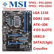 Used MSI P55-CD53 / P55-GD55 / DDR3 ATX FOR intel LGA 1156 P55 Desktop Motherboard Overclocking Xeon
