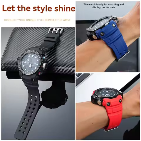 Watchband For Casio G-SHOCK GWN-1000 GWN-1000B Strap Mens Wrist Premium PU Watch band Resin Replacem