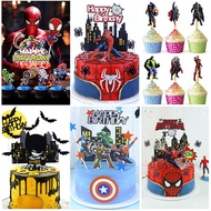 Cartoon Happy Birthday Cupcake Topper Set Super Hero Birthday Cake Topper for Kids Birthday Party Ca