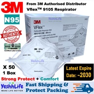 3M VFlex 9105 N95 [15pcs/25pcs/50pcs] Foldable Mask Flu Prevention/ Haze/ PM2.5
