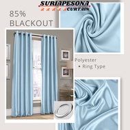 G5-Ready Made Curtain!!! Siap Jahit Langsir ,Langsir RAYA Kain Tebal (Ring / Eyelet) Warna Biru / Colour Blue Pastel, Material Polyester 85% Blackout