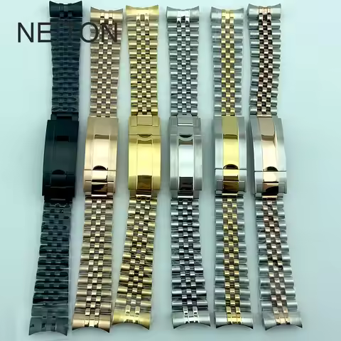 NEITON 20mm silver gold black bracelet slide glide lock clasp 904L stainless steel strap fit watch c