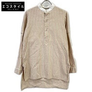 เสื้อเชิ้ตแขนยาวคอปกแบบมีแถบสีเบจ ยี่ห้อ Needles ไซส์ S [มือสอง]
