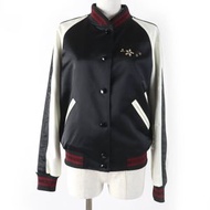 全新未使用COACH F67460 花卉印花鑲鑽Logo刺繡雙面穿橫須賀夾克，黑色，小號，正品，女款