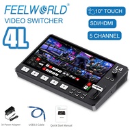 FEELWORLD L4 10.1"Touch Multi-camera Video Mixer Switcher  USB3.0 Fast Streaming Broadcast Switcher 