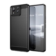 全城熱賣 - 適用於華碩 Zenfone 11 Ultra 拉絲紋碳纖維TPU手機殼（黑色）