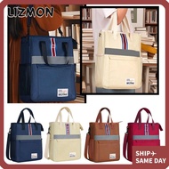 LIZMON Handheld File Bag, Large Capacity Canvas Zip Bag, Stereo Shoulder Bag Multi Layer Portable Fi
