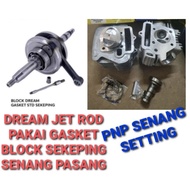 COMBO CRANKSHAFT DREAM HEAD BLOCK RACING CRANKSHAFT JET 3MM PAKAI GASKET SEKEPING 53mm/54mm/ 55mm/56