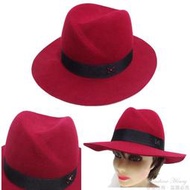 太陽紅Sunshine Henry~"M"寬沿羊毛呢帽牛仔帽紳士帽爵士帽(男女可載)#CZ02(全館免運費)