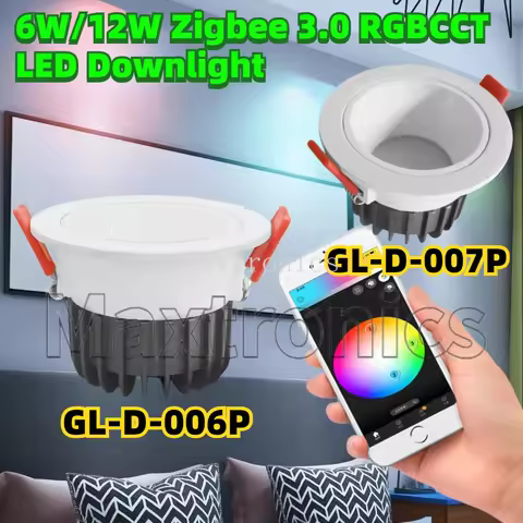 NEW 6W/12W Zigbee 3.0 RGBCCT LED Downlight Pro GL-D-006P/007P Waterproof Rating IP54 Work With Tuya 