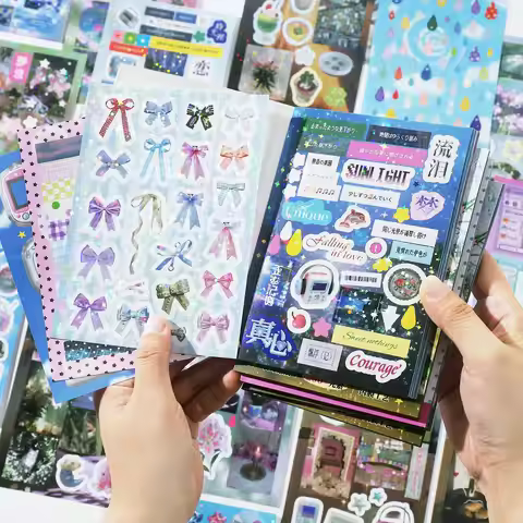 20 sheets/book Ancient Early Wind Sparkling Film Sticker Book Out of Focus Universe Series Sticker B