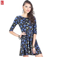 Tm74 logo jeans-dress 3 sleeves/4 blue rose blue black red dress(73025l6ba) - black, s b5kh