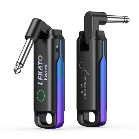 LEKATO WS-70 UHF Wireless Guitar System Rechargeable Wireless Guitar Transmitter Receiver 70 Channel