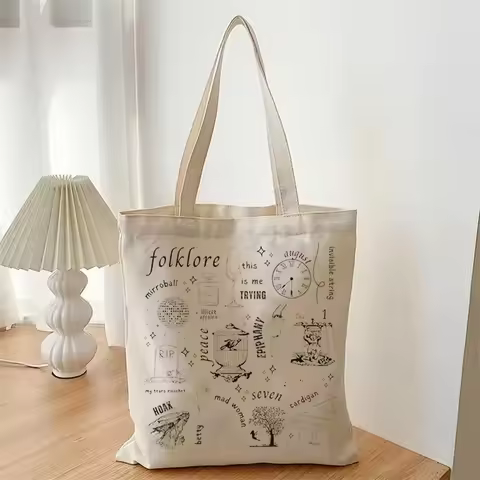 1 pc folklore Tote Bag, Taylor Tote Bag, Book Bag, TS Merch, Shopping Bag, Shoulder Bag, Canvas Bag,