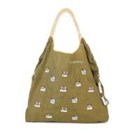 Kusuguru Japan 傘繩包 戶外輕量防潑水提袋購物包 貓丸款-卡其綠