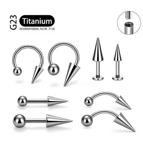 1Pcs Implant Grade F136 Titanium Gothic Spike Labret Tragus Helix Bar Lip Bar Rings Stud Cartilage E