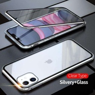 ZUZG 360 Metal Magnetic Phone Case For iPhone 14 Pro Max 14 Plus 14 13 12 11 Pro Max 12 Mini 13 Mini Case For iPhone XR X XS Max 6 6S 7 8 Plus Double Side Tempered Glass Cover