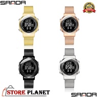 "Original Sanda 384 Women Stainless Steel Mesh LED Digital Ladies Women Watches / Jam Tangan Wanita