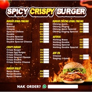 Sticker Cermin Stall Burger (MENU)