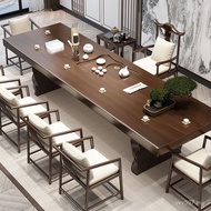 Tea Table Log Combination Modern Simple Solid Wood Table Chair Drinking Tea Large Board New Chinese 