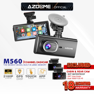 AZDOME M560-3CH 2160P/4K Ultra HD 3 Channel Front &amp; Rear DashCam Night Vision App Control Car Camera Driving Recorder