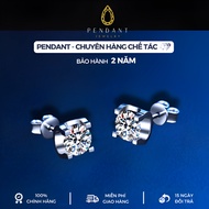 Silver Earrings for Women with 4 Stylized Nails in White Gold Polished 6,5 Cups - PENDANT Brand - In