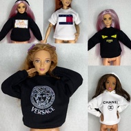 Genuine Mattel Barbie Handmade High Quality Branded T-shirt Hoodie Sweater For 1:6 Dolls FR2 Dolls B