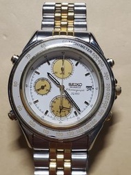 1983’s Seiko SQ 100 Chronograph Ref.7T32-6B50 Stainless Steel Two Tone Quartz Alarm Man's Watch