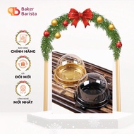 Plastic box with clear to black and yellow lid for moon cakes and mochi XY68 (set of 50c)