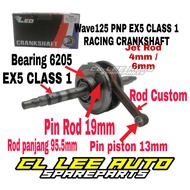 (Wave125 PNP EX5) Crankshaft EX5 Class1 JET +2mm/4mm/6mm(8mm/12mm)(SPEC TIPU/SOROK) LEO RACING CRANK
