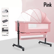 [Ready Stock] Baby Cradle Crib Bed Height Adjustable Bed Safe Co-Sleeping with Detachable Side Panel