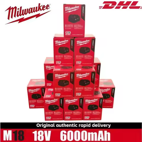 100% New Milwaukee M18 6.0Ah High Output Battery 18V Lithium-ion Rechargeable for Milwaukee M18 Cord