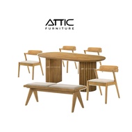 Dining Set / 6 Seaters Dining Set / Meja Makan Set / ATTIC FURNITURE HARU DINING SET