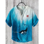 3D digital Hawaiian linen printed men's shirt