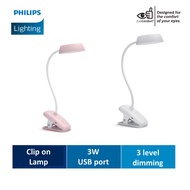 Philips Functional LED 3W Table Lamp | Clip on | Powered or Charged via USB port | Touch key for 3-level dimming