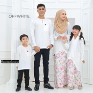 [Off White] BAJU KURUNG BATIK SCALLOP DEWASA &amp; KANAK KANAK BUDAK / BAJU KURUNG RAYA 2023 PUTIH OFF WHITE MURAH