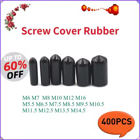 400pc Round End Cap Screw Cover Rubber Tube Hub Thread Protector Push-fit Caps for Pipe M5.5 M8.5 M1