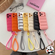 Down Jacket Casing With Lanyard For Realme Note 60 60X 50 C35 C33 C33S 12 Pro Plus Lite 12X Q5i 5G 4