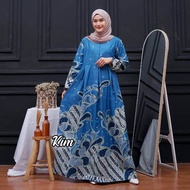 NEW BAJU BATIK GAMIS WANITA BLUE SKY BIRU DENIM SIZE STANDAR DAN JUMBO | FASHION MUSLIMAH GAMIS BLUE