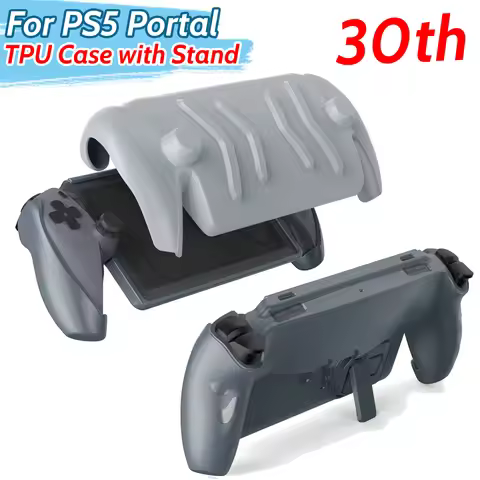 TPU Case with Stand for Playstation Portal 30th Anniversary Gaming Console Controller Skin Detachabl