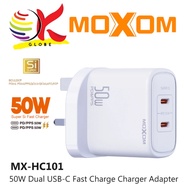 MOXOM MX-HC101 USB-C PD 50W SUPER SI FAST CHARGER ADAPTER WITH PD 50W + QC3 DUAL TYPE C FAST CHARGER