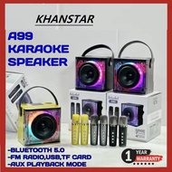 Peterhot A99 Bluetooth Karaoke Speaker 3600mAH Flashing LED Lights With 2 Wireless Microphone Phone 
