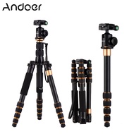 Andoer Portable 5-Section Adjustable Camera Camcorder Video Tripod Detachable Monopod Aluminum Alloy Material with Ball Head Carrying Bag Compatible with Canon Nikon Sony Panasonic DSLR Max. Load 5kg