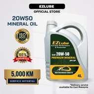 Ezlube 20w50 4L Premium Mineral SP Engine Oil Minyak Hitam Kereta Minyak Enjin Kereta Perodua Proton